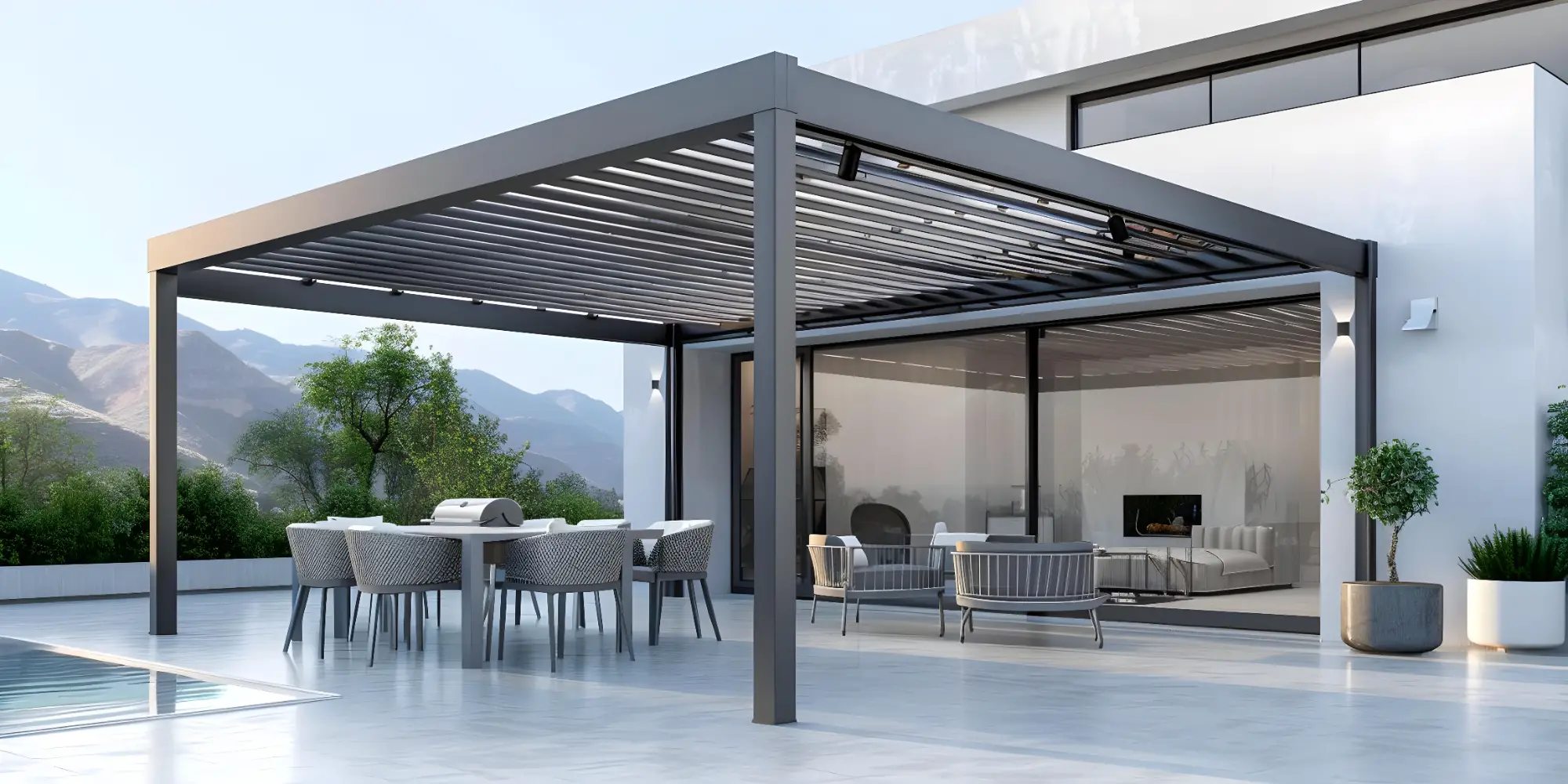pergola bioclimatique grise alu