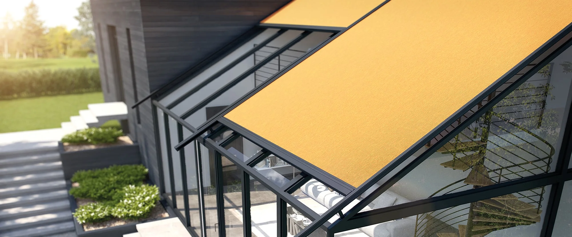 store de véranda jaune